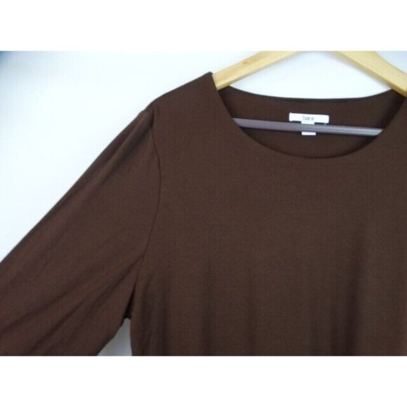Bar III Women's Crop Top Plus Size 3X Brown Bodycon Long Sleeve Cropped Shirt - Picture 3 of 9